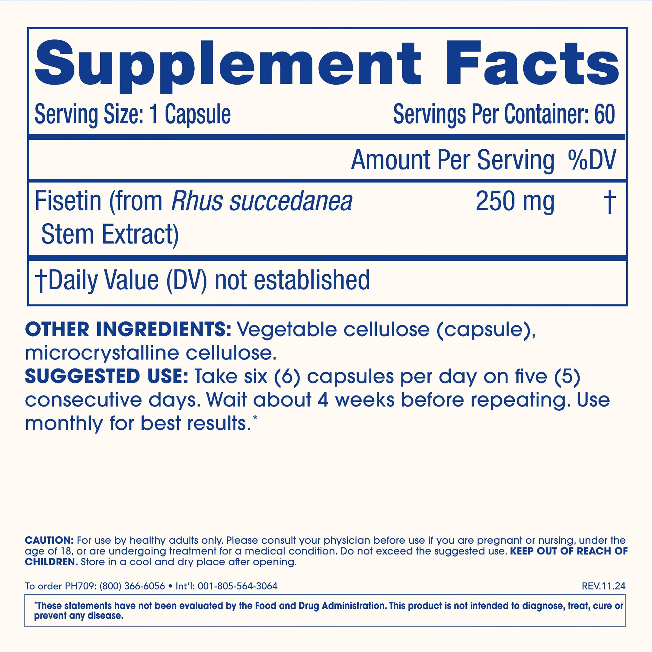 ProHealth Pure Fisetin: primer plano de cápsula con textura suave.