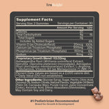 Gráfico de ingredientes: calcio, vitamina D y K en TruHeight.