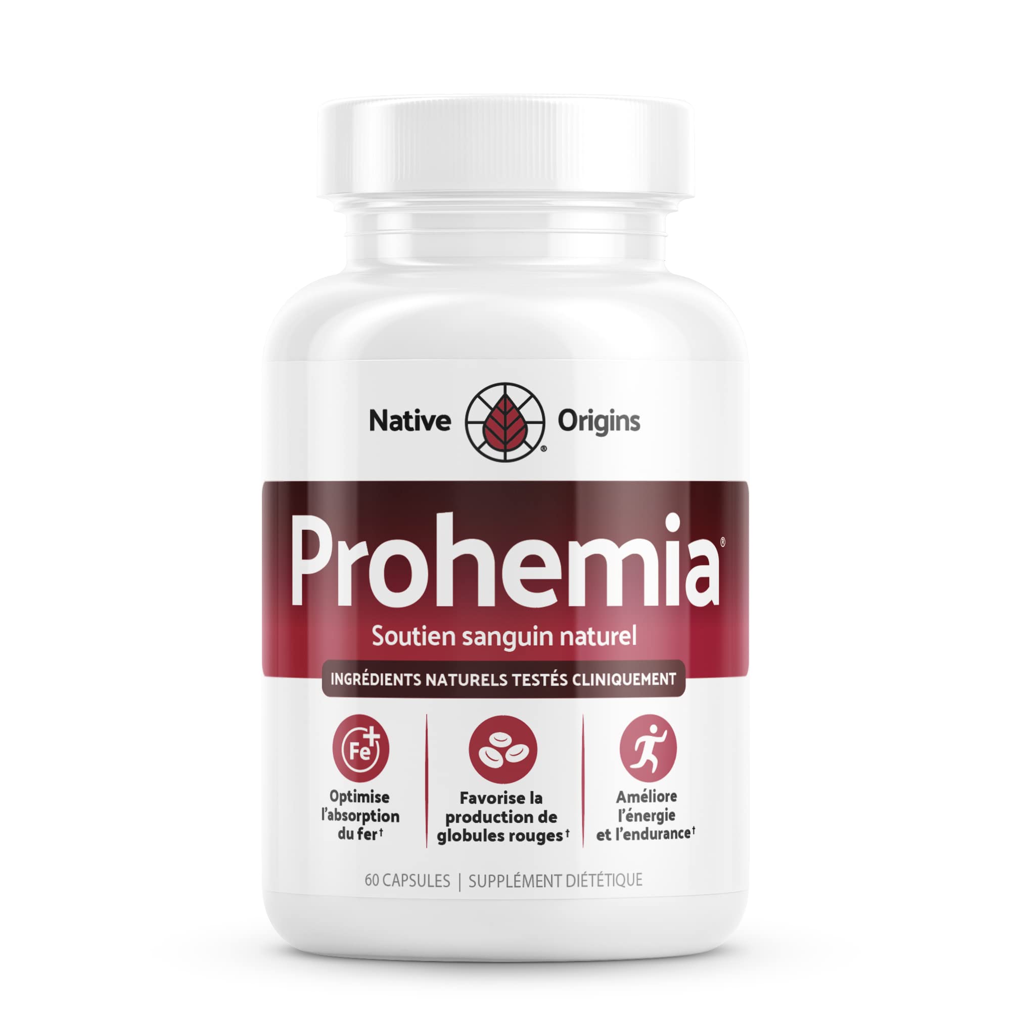 Prohemia, etiqueta nutricional visible, muestra hierro y vitaminas.