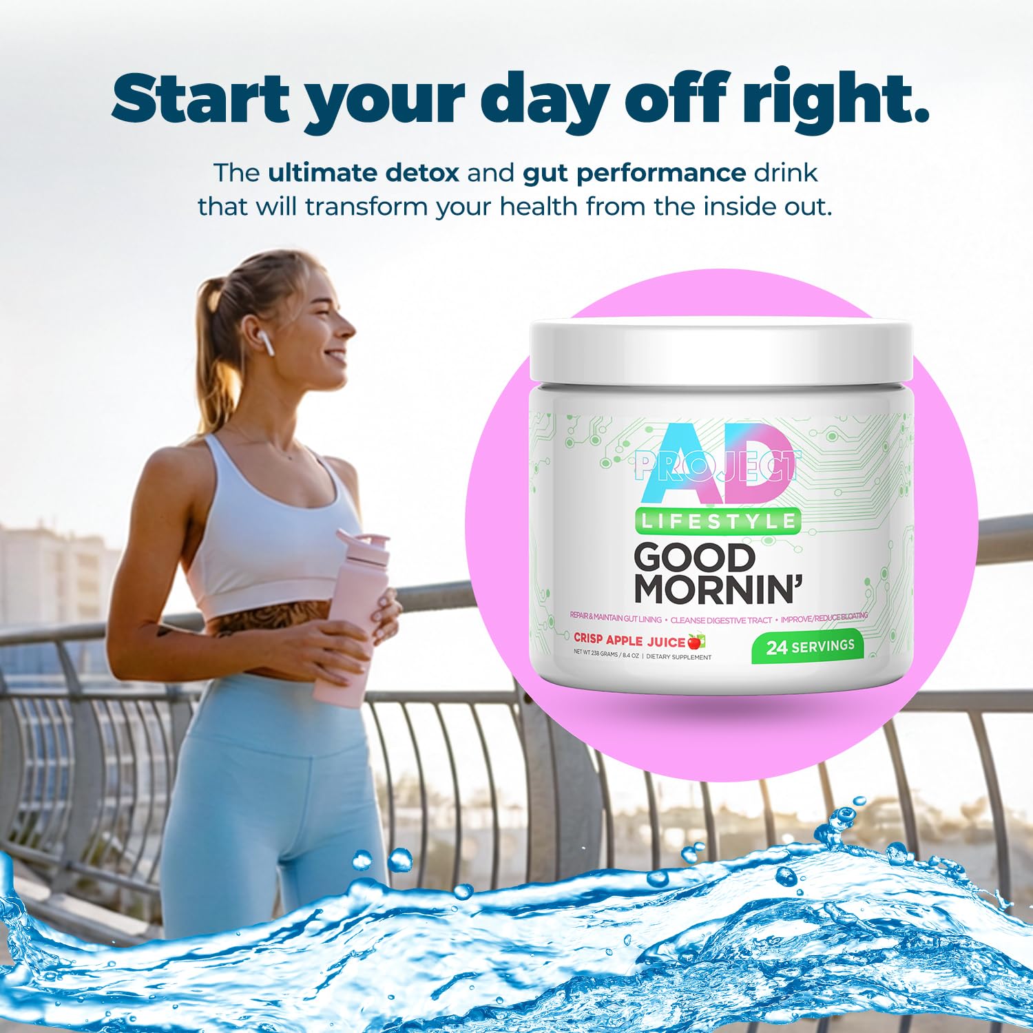 PROJECT AD Life Good Morning Detox: ingredientes clave como aloe vera y vinagre, sabor natural