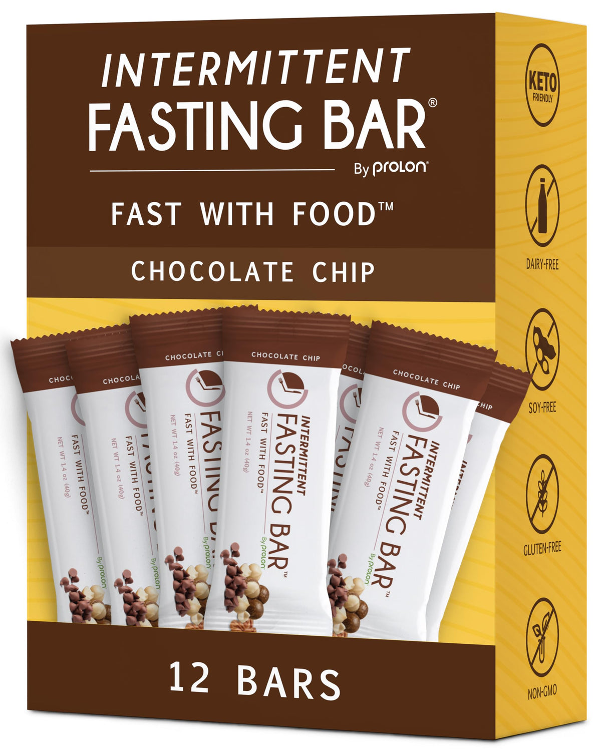 Prolon barra ayuno chocolate chip: snack conveniente para mantener energía durante el ayuno.