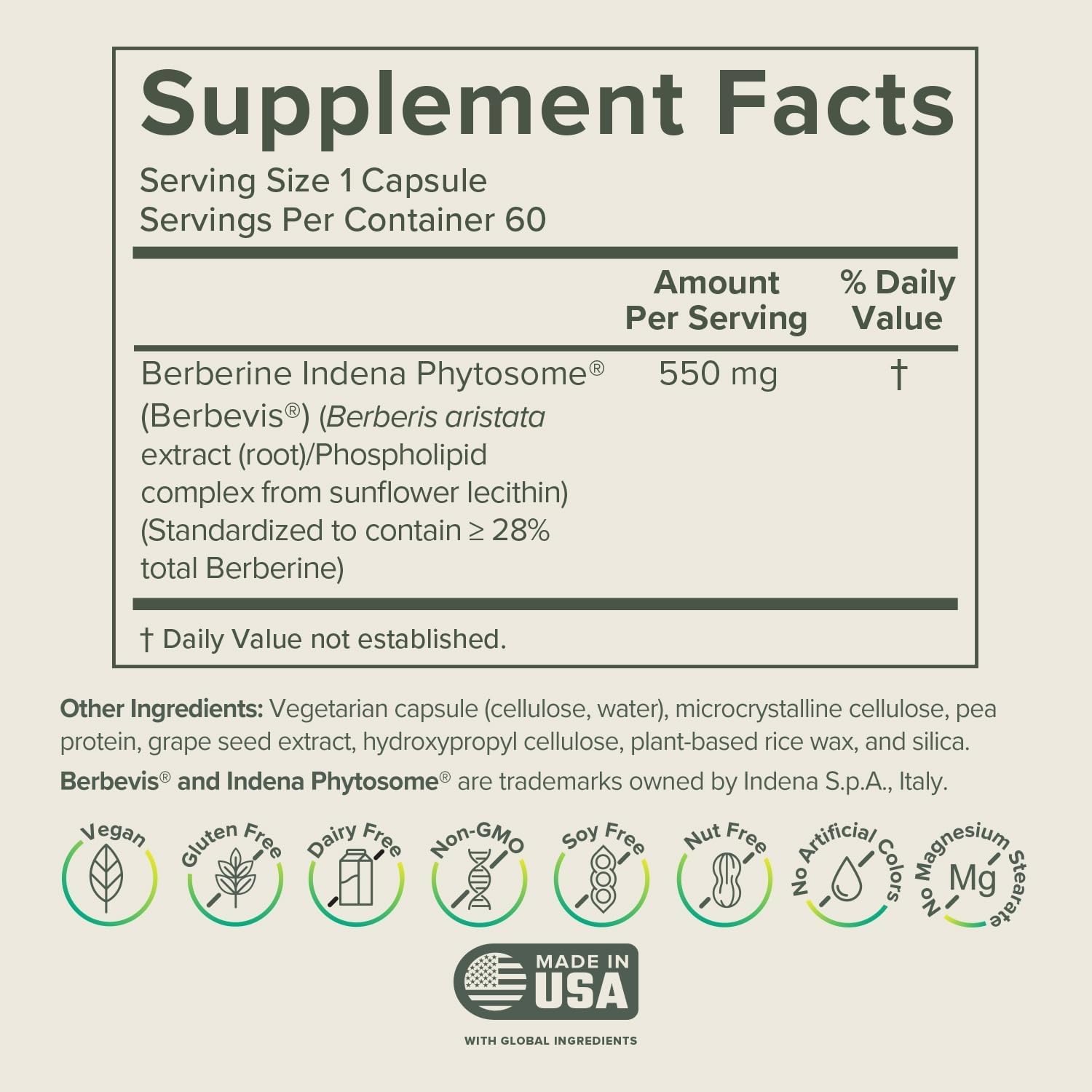 Prominent Nutrition Berberine Phytosome frasco para consumo fácil.
