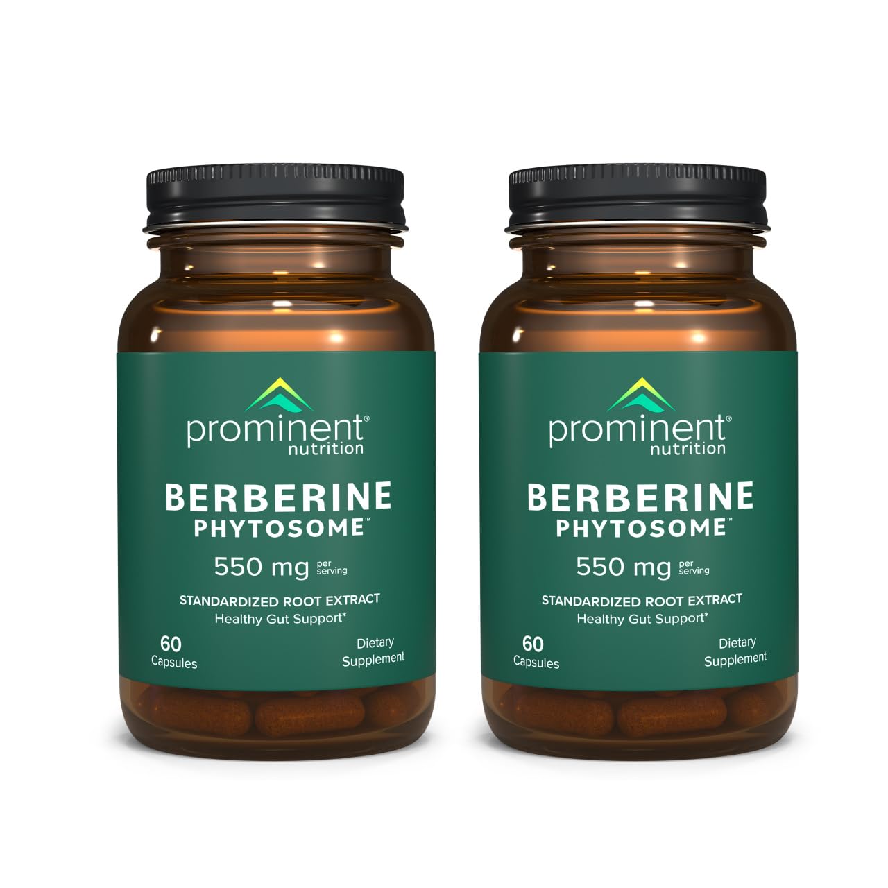 Prominent Nutrition Berberine Phytosome cápsulas para soporte digestivo diario.