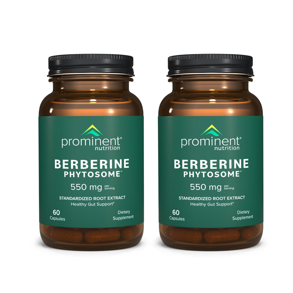 Prominent Nutrition Berberine Phytosome cápsulas para soporte digestivo diario.