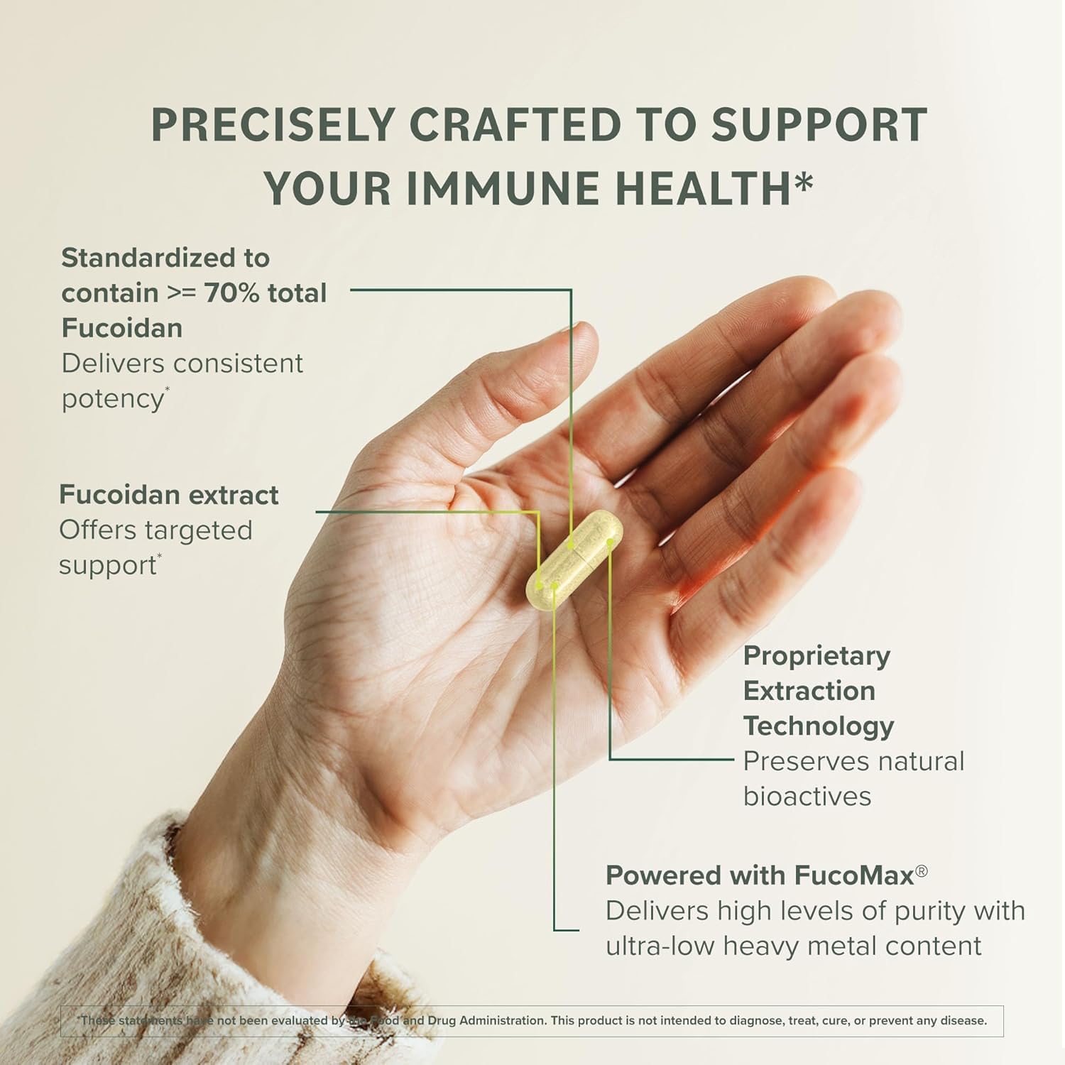 Prominent Nutrition Fucoidan pack frente, envase seguro para uso diario.
