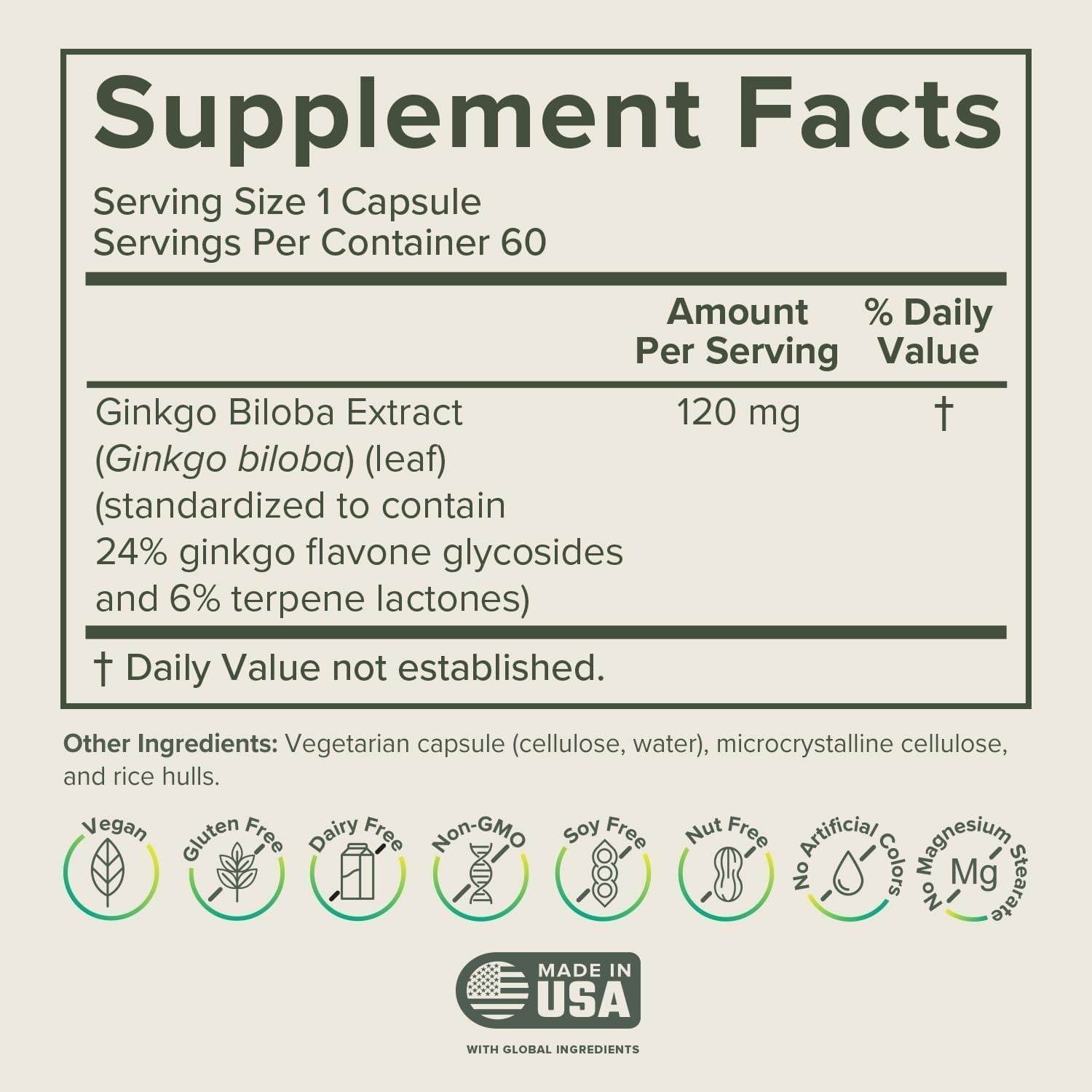 Frasco de Prominent Nutrition Ginkgo Biloba para apoyo diario de la memoria.