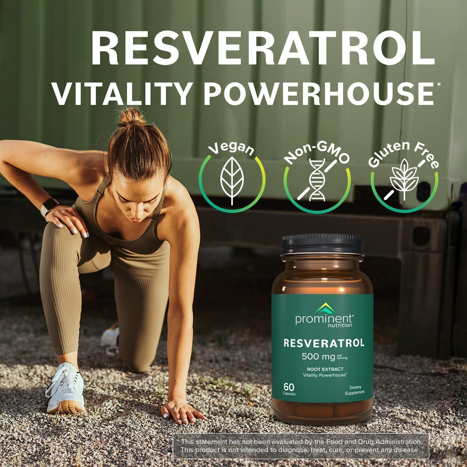 Prominent Nutrition Resveratrol: uso diario con dos cápsulas fáciles de tomar.