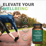 Prominent Nutrition Resveratrol: botella de 500 mg por porción para estilo de vida activo.
