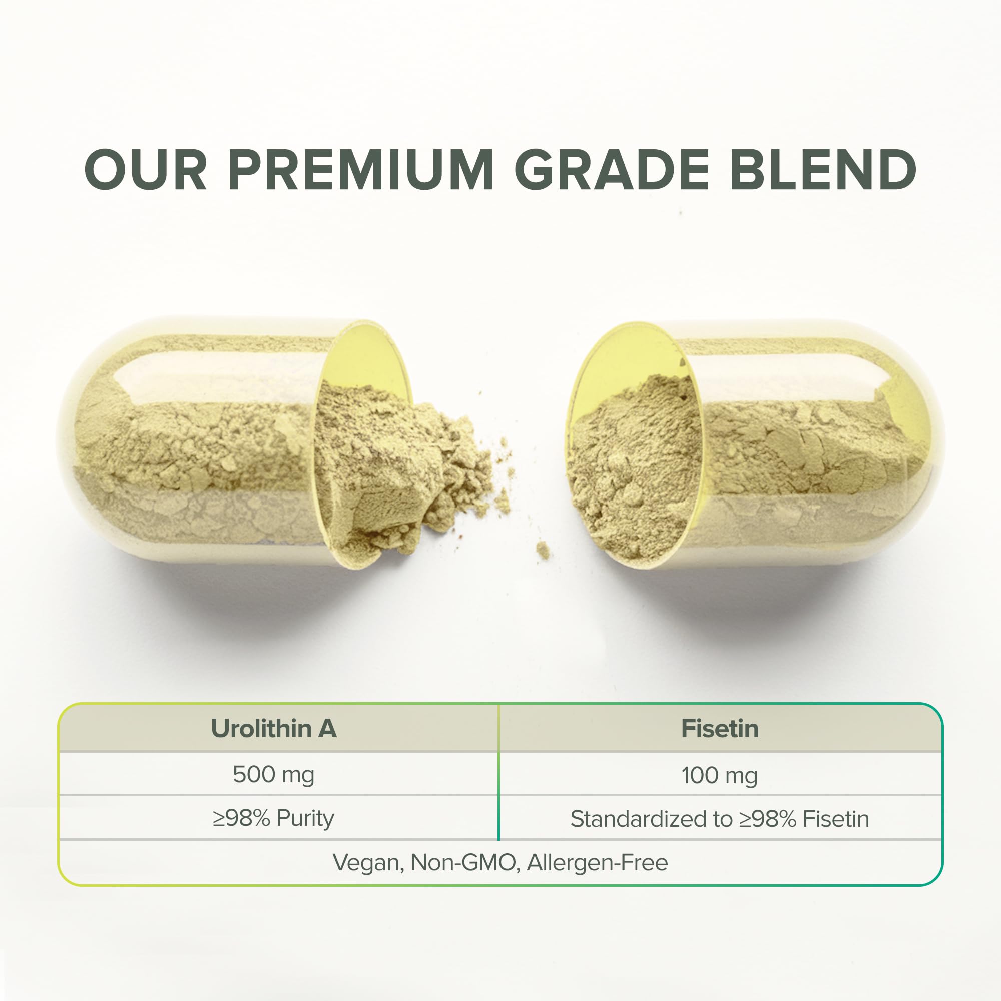 Prominent Nutrition Urolithin A + Fisetin, dosis diaria visible para uso constante.