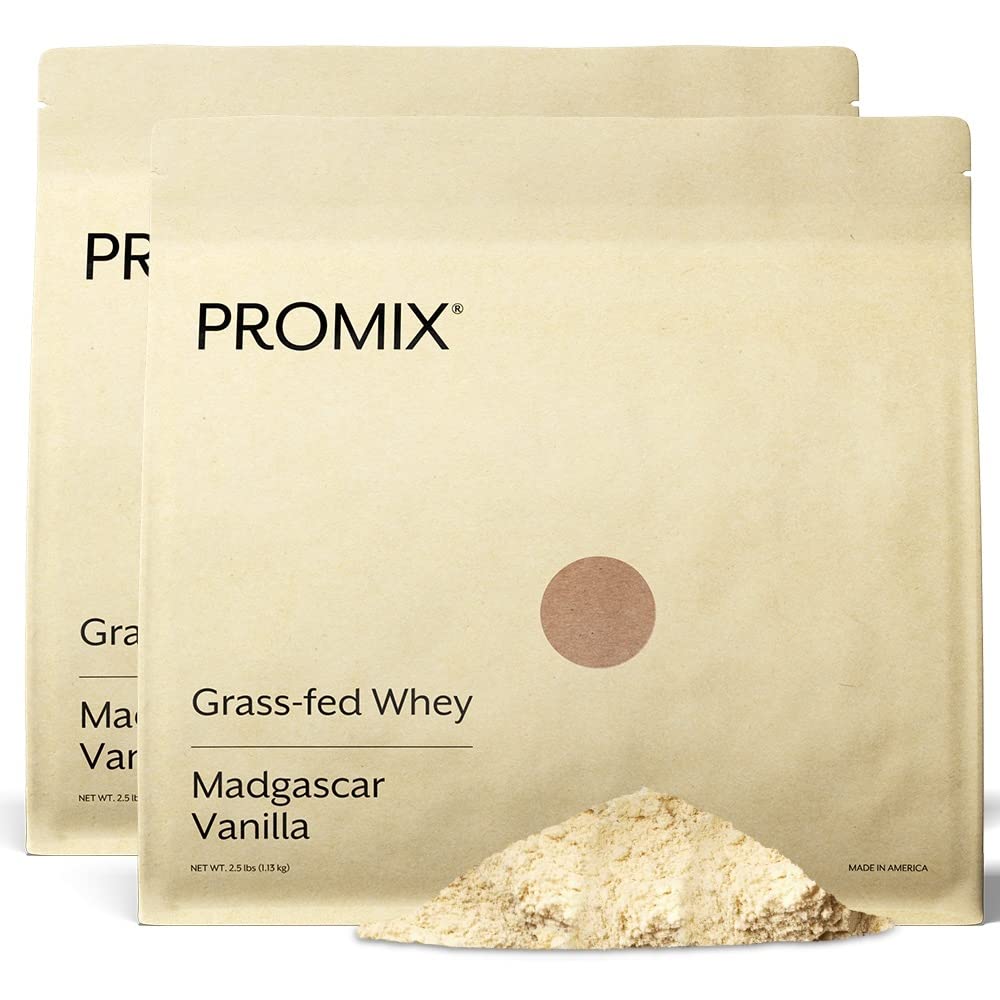 ProMix Nutrition proteina de suero vainilla en envase, ideal para batidos proteicos