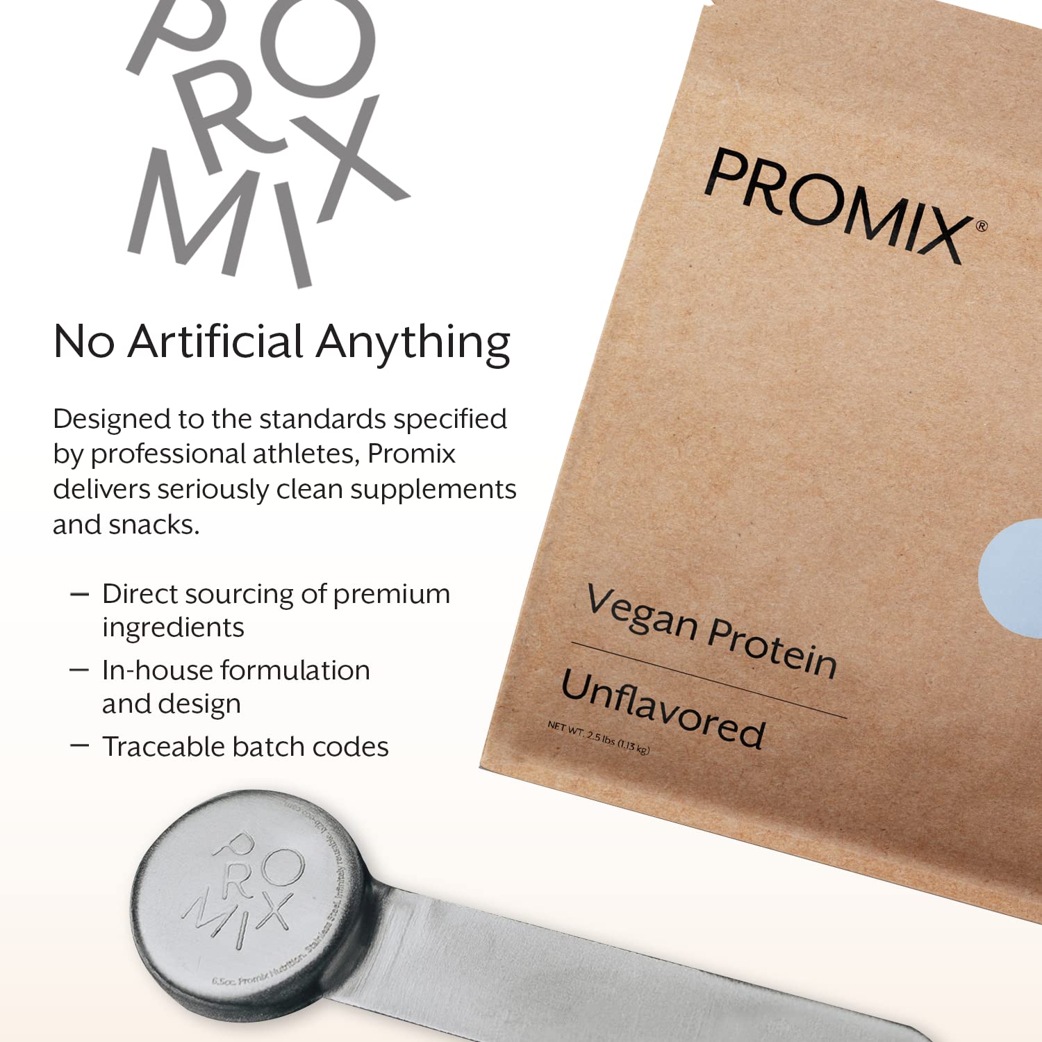 Envase de 2,5 lb de Promix, práctico para uso continuo.
