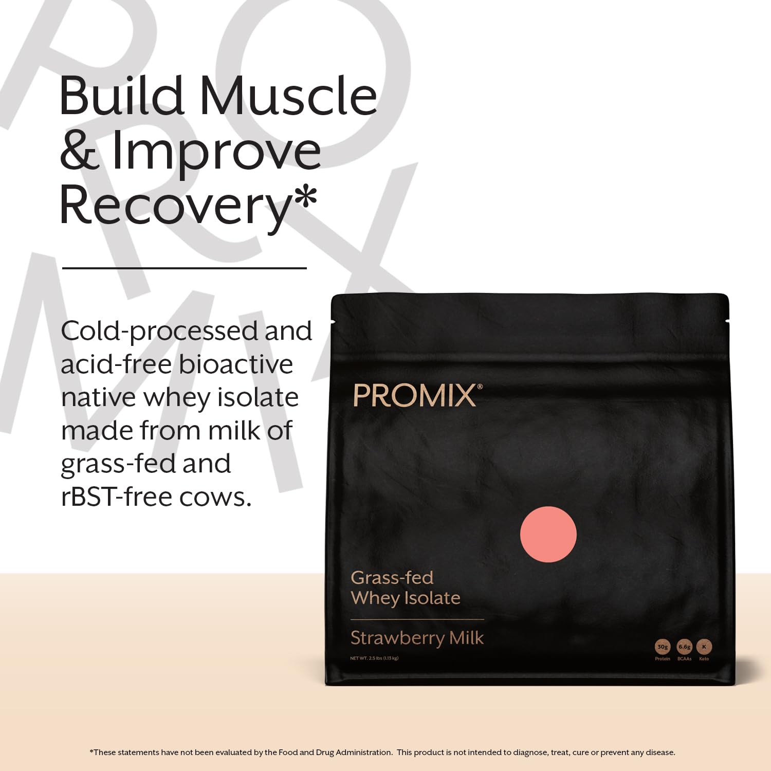 Promix Whey Aislada sabor Leche de Fresa, batido cremoso y sabroso.