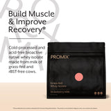Promix Whey Aislada sabor Leche de Fresa, batido cremoso y sabroso.
