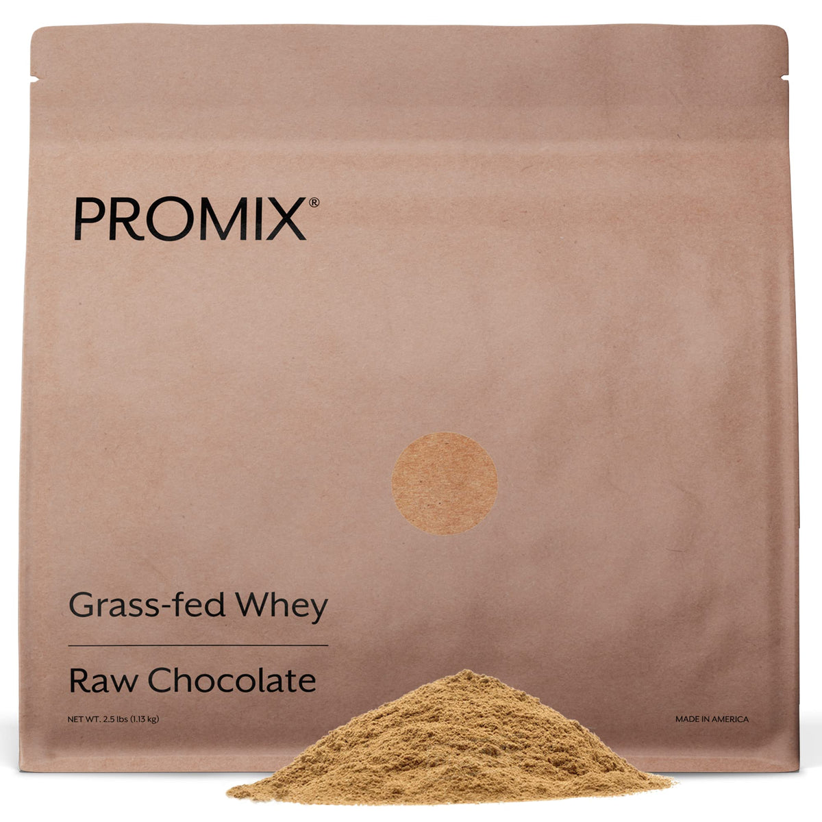 ProMix Nutrition Whey Protein en lata de chocolate, proteína de pastoreo para recuperación muscular.