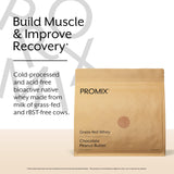 Promix Nutrition whey con cuchara de medición: conveniente para dosis diarias
