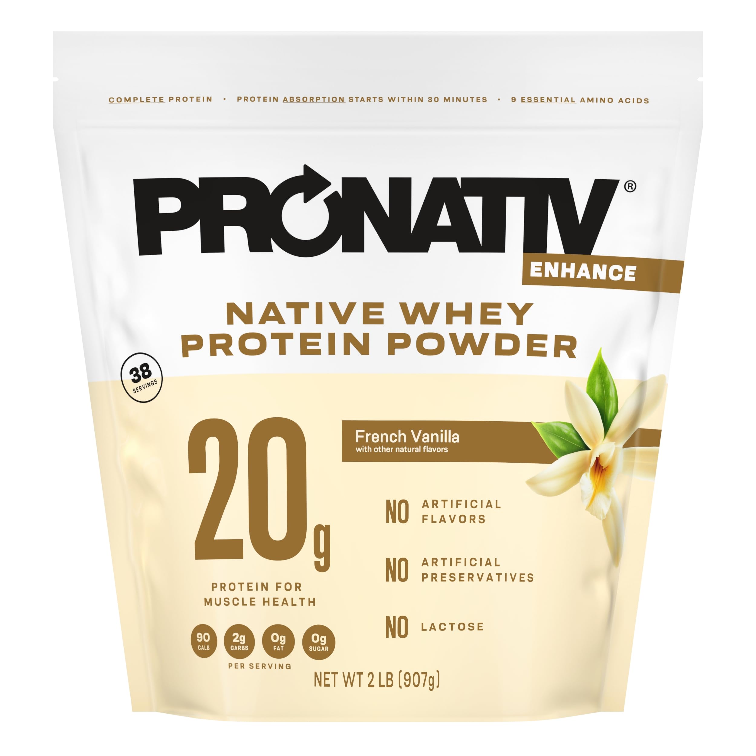Proteína de suero nativa Pronativ en lata, vainilla francesa, sabor cremoso para recarga rápida