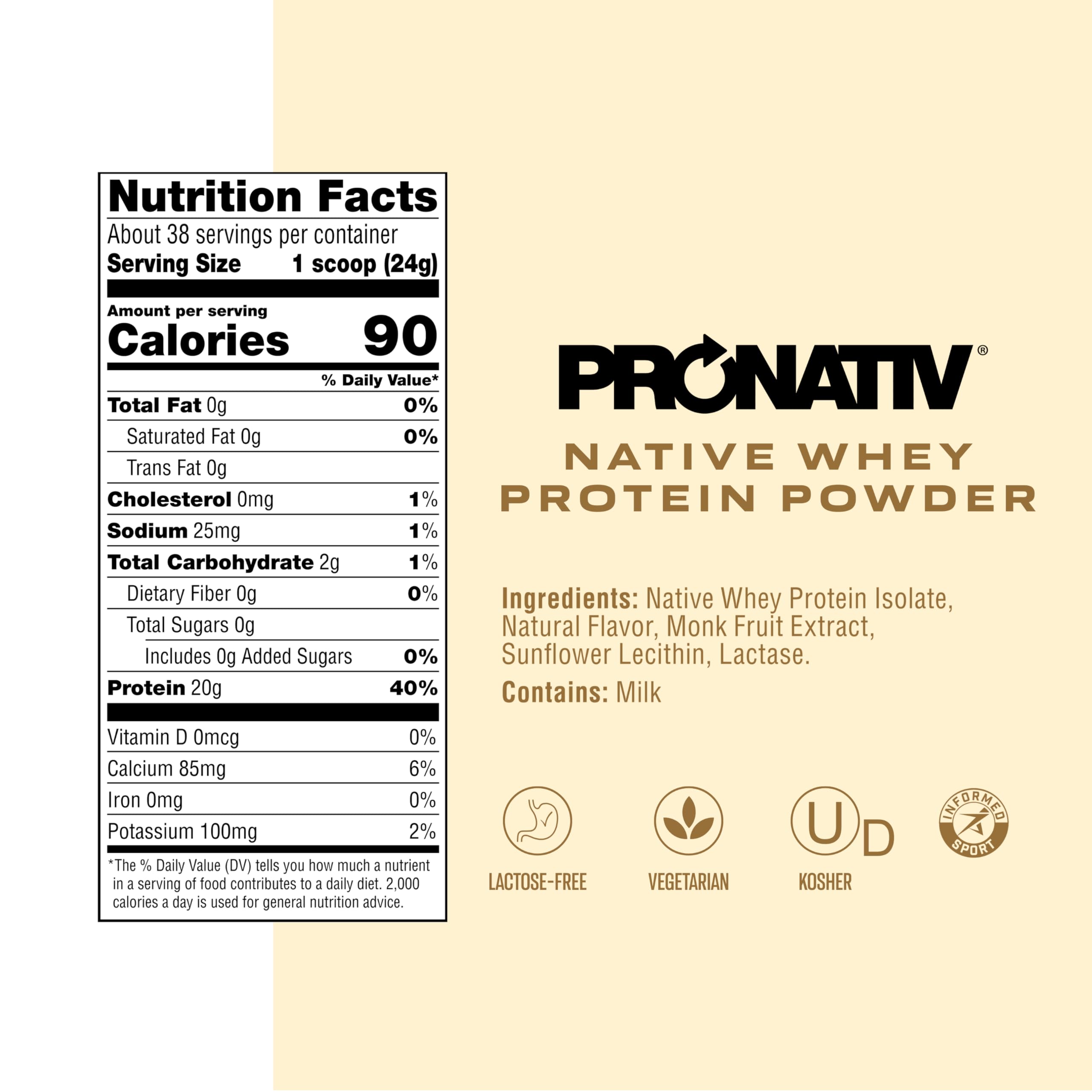 Polvo cremoso de Pronativ, proteína de suero nativa para cocinar o batidos