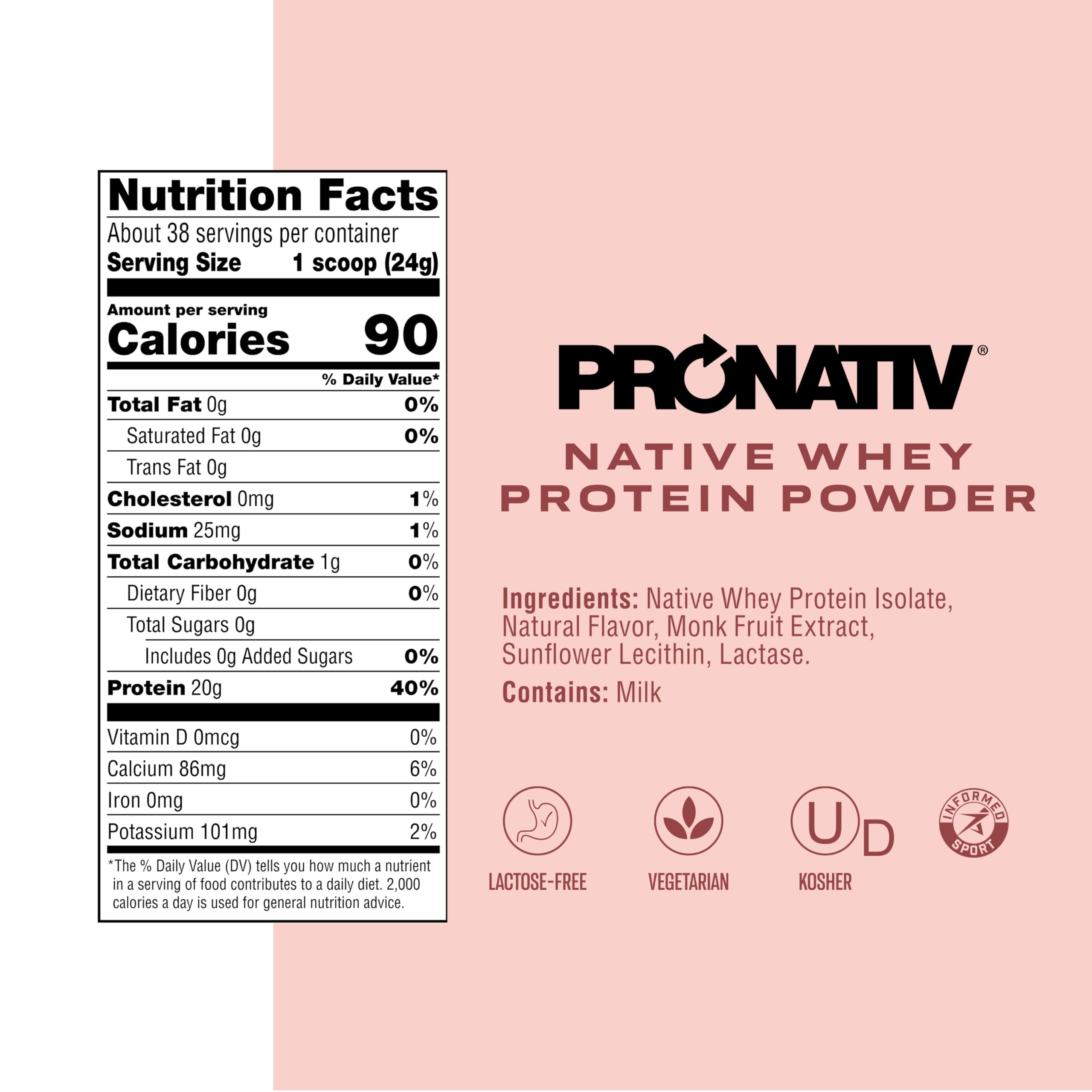 Pronativ Whey Native: proteína completa con aminoácidos esenciales.