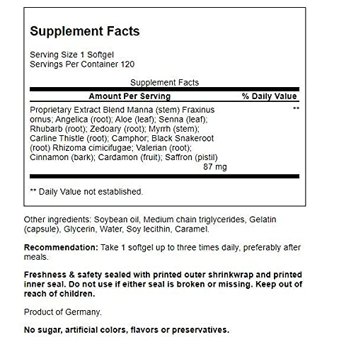 Pronatura Amargas Suecas Cápsulas: envase visible para consumo diario.