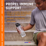 Propel Inmunidad en polvo, vaso listo, sabor limón y mora para tus momentos.