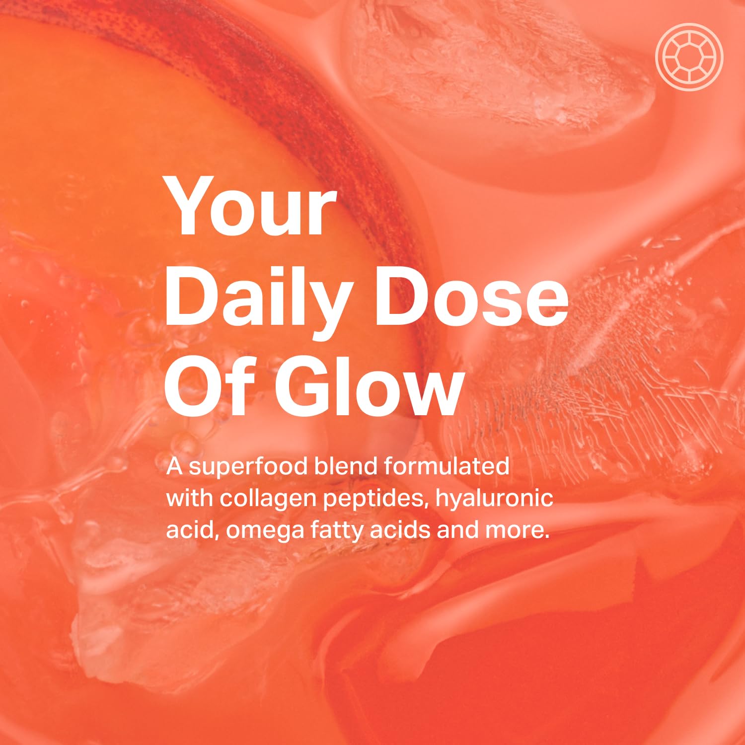 Proper Daily Glow Beauty Blend cuchara, porción diaria para nutrición de piel.