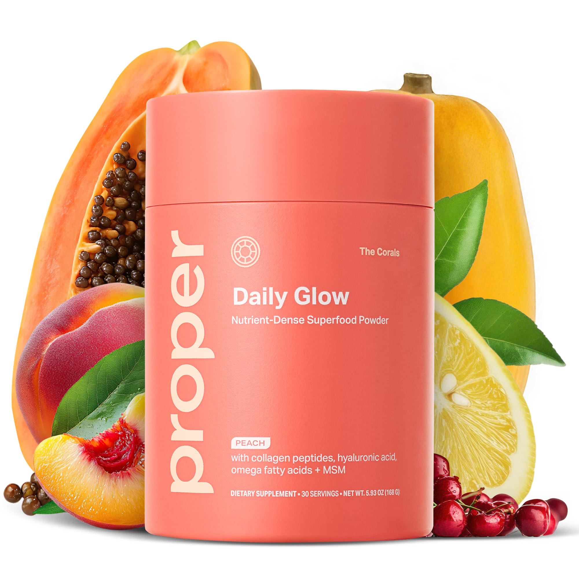 Proper Daily Glow Beauty Blend en lata, apoyo a piel, cabello y uñas.