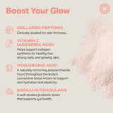 Proper Daily Glow Beauty Blend vaso con bebida, preparación rápida para la rutina.