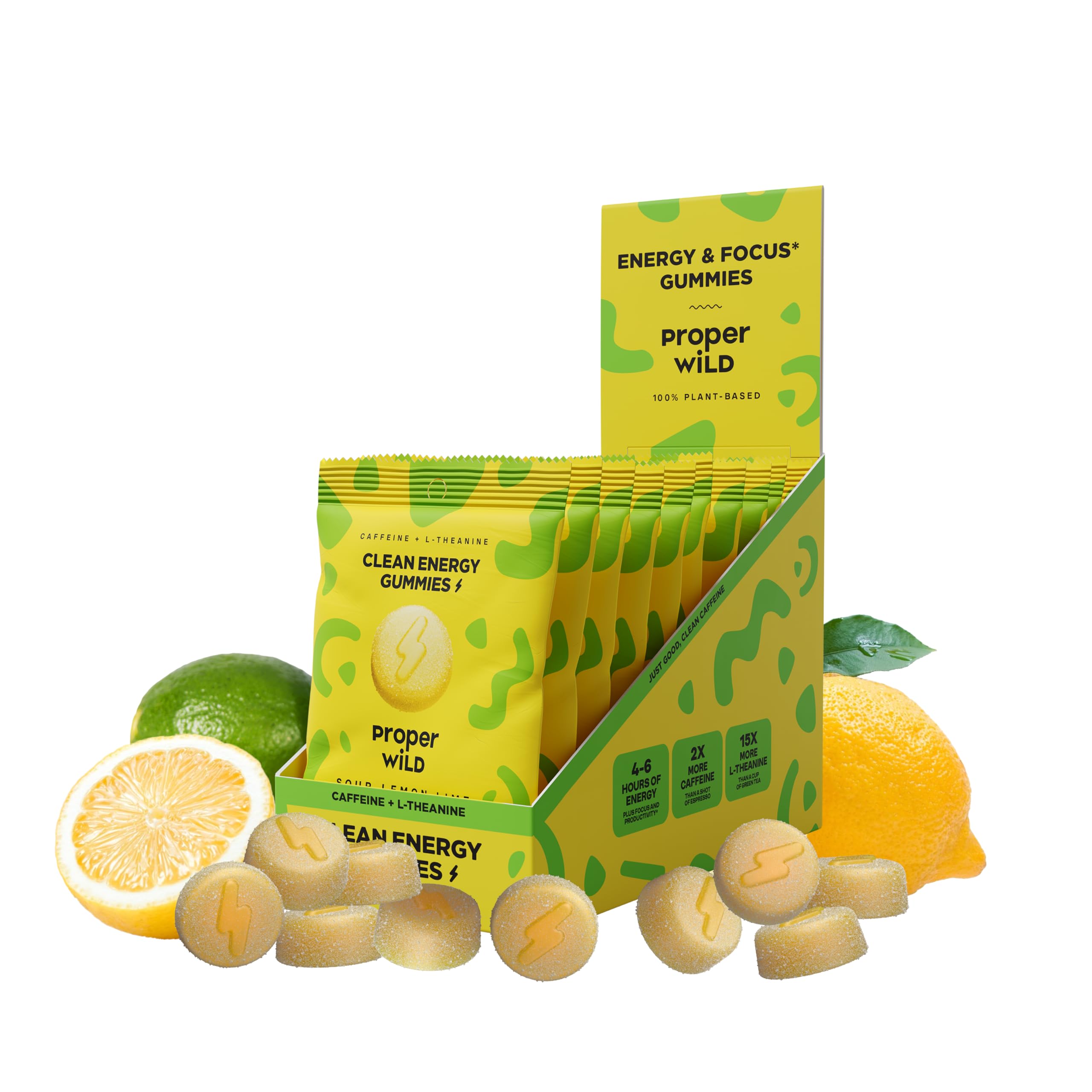 Proper Wild gominolas energéticas: paquete frontal, energía limpia para el día