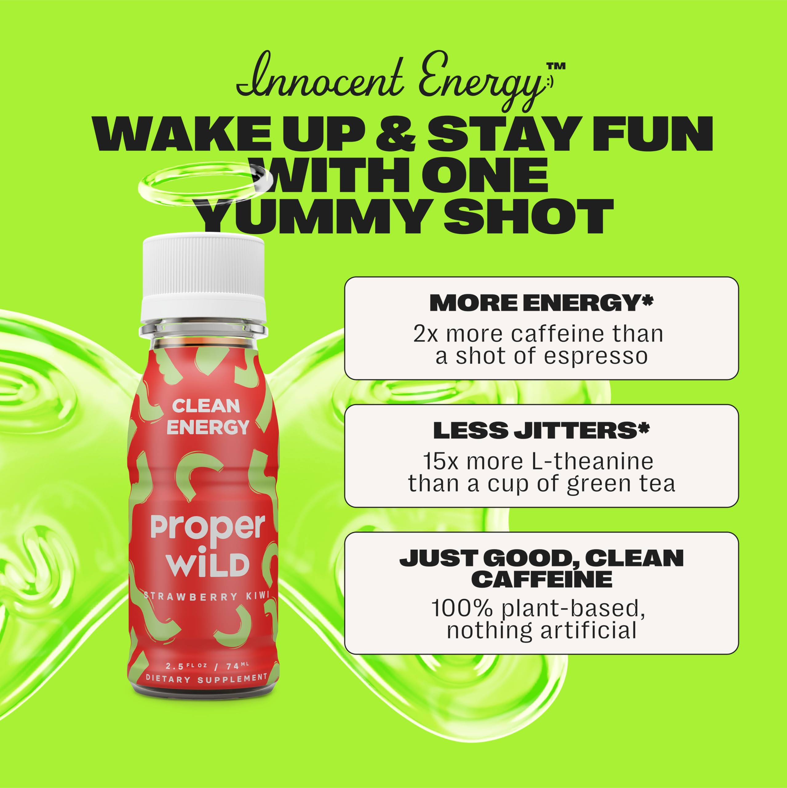 Proper Wild Energy Shot presentación de 2.5 oz lista para viajar