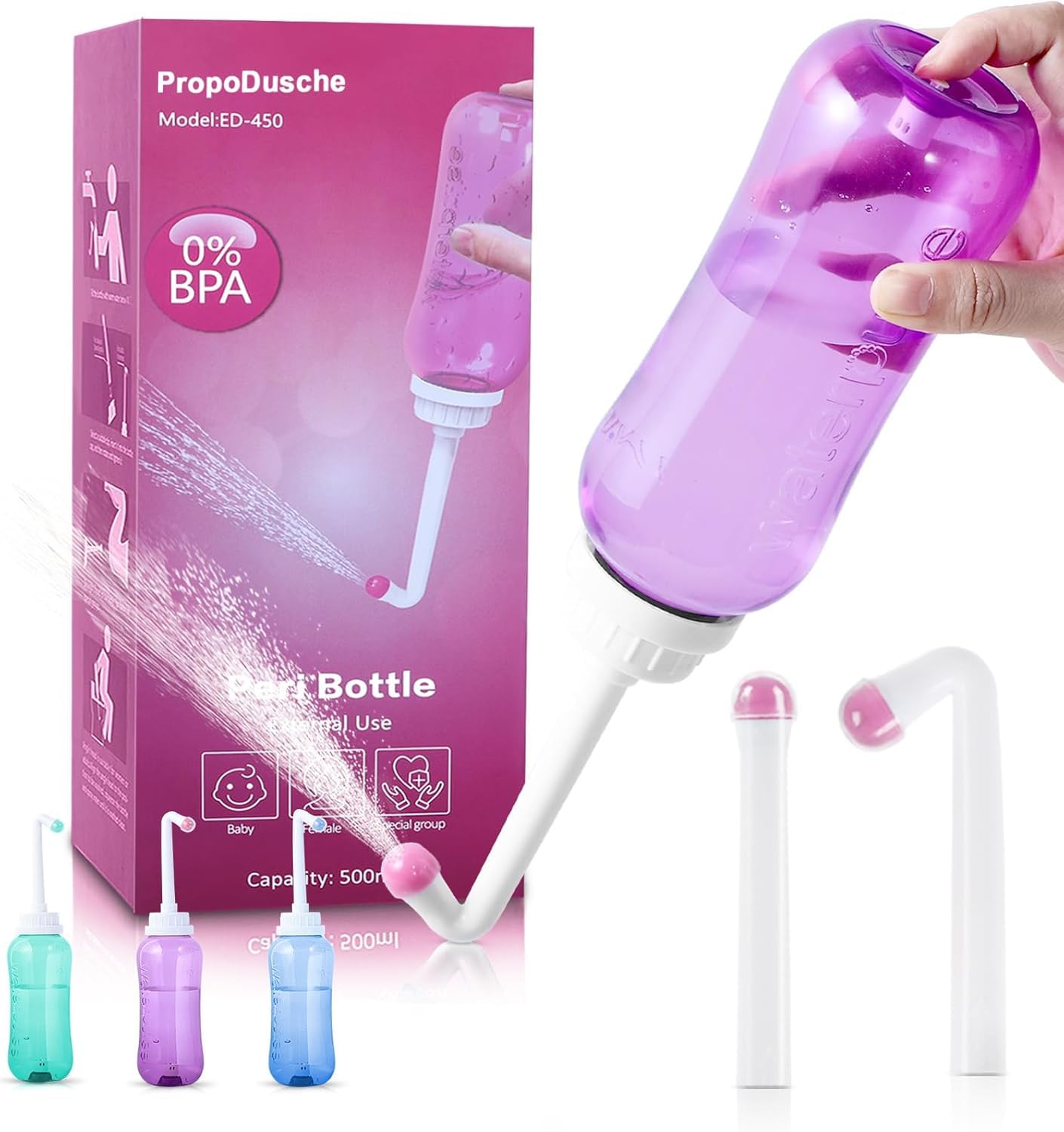 PropoDusche Bidón peri portátil para cuidado suave durante posparto.