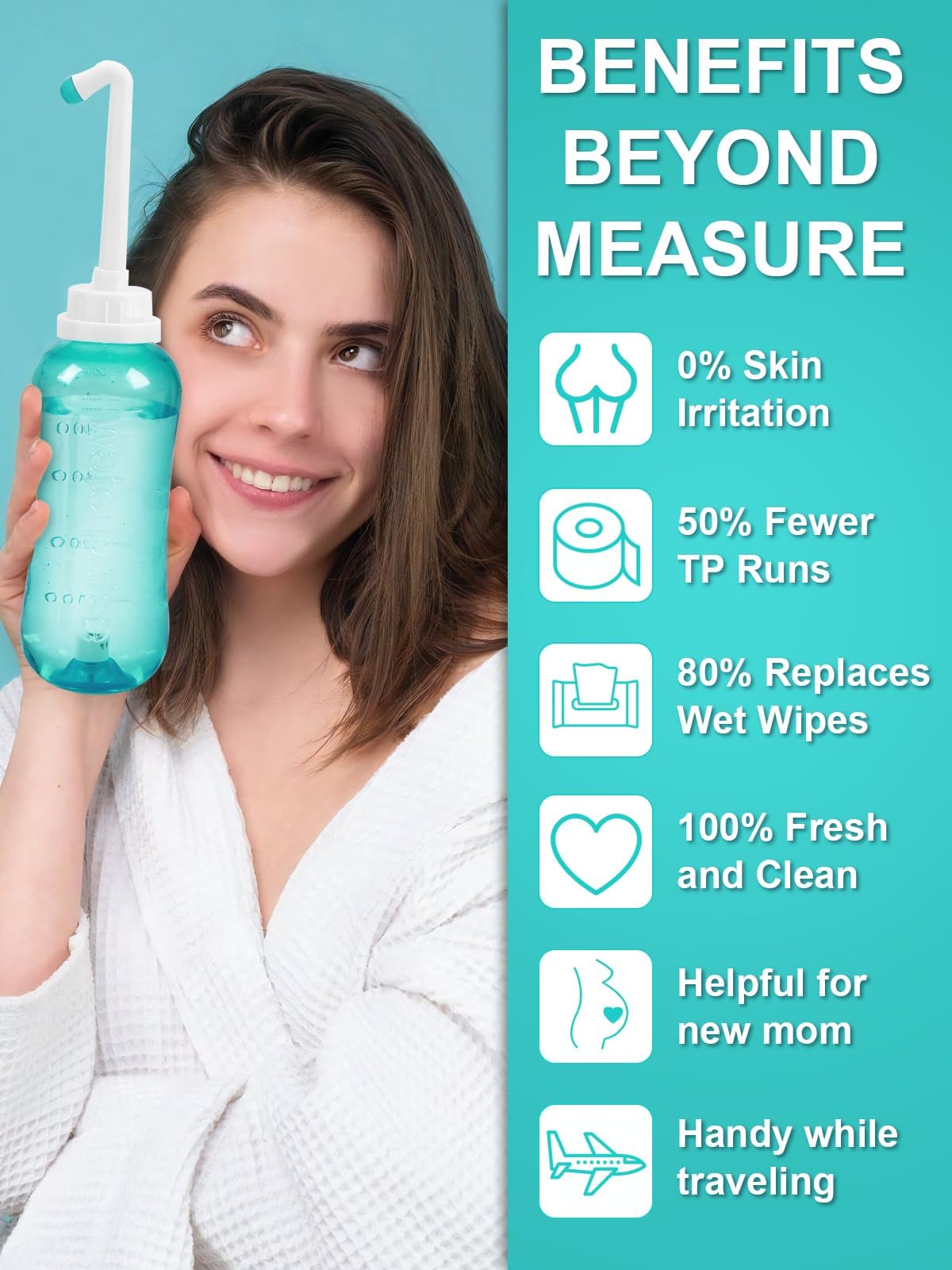 Propodusche Peri Bottle, capacidad 500 ml para uso rápido y cómodo
