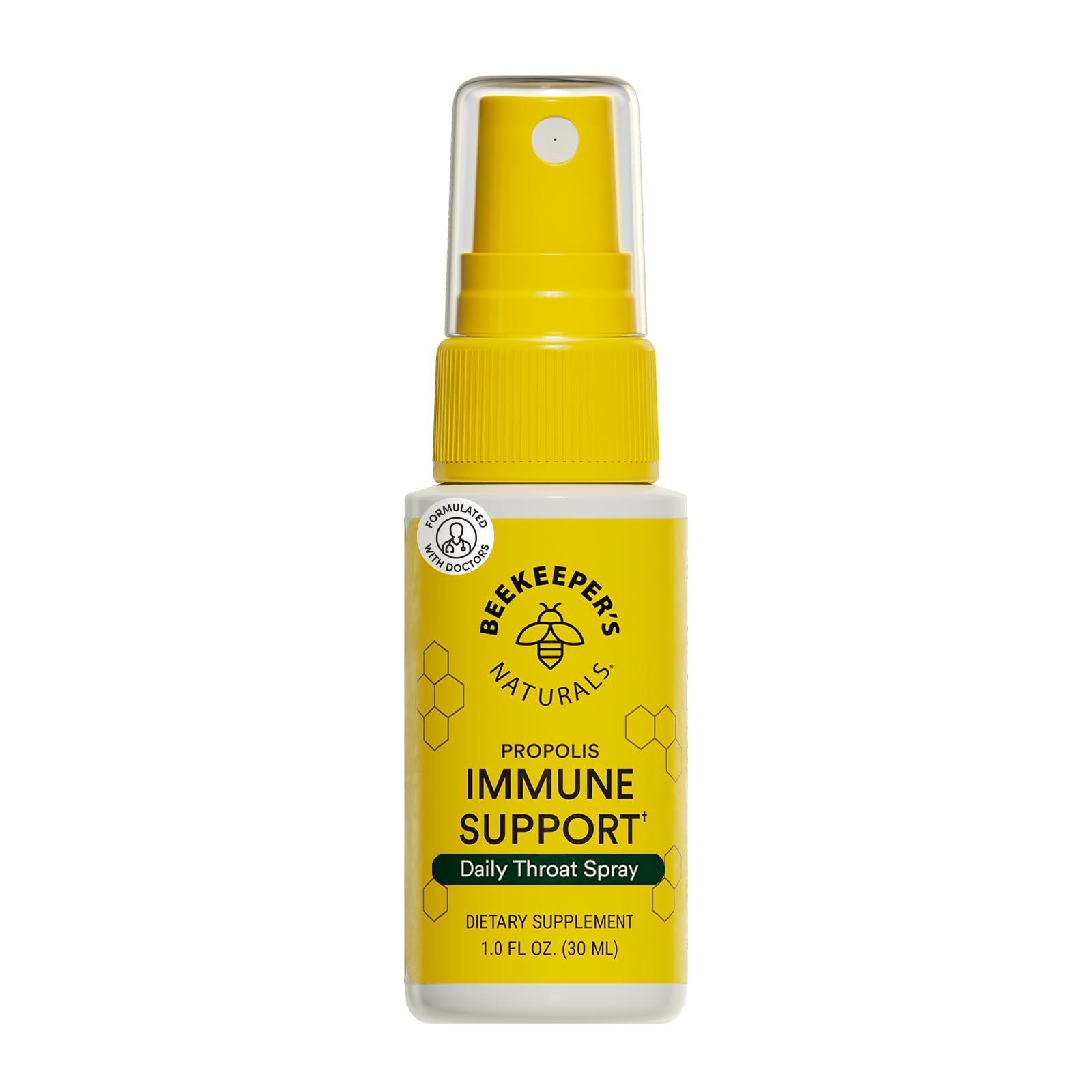 Propóleo Beekeeper's Naturals, atomizador 1oz para alivio de garganta.