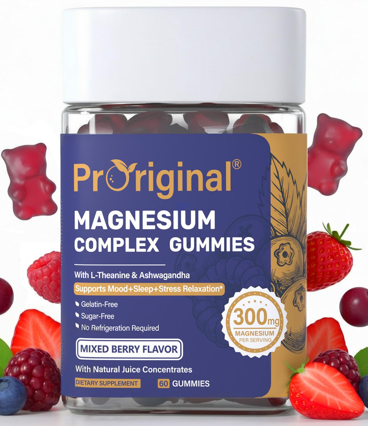 Gomitas de Magnesio Proriginal en frasco, apoyo para relajación diaria.