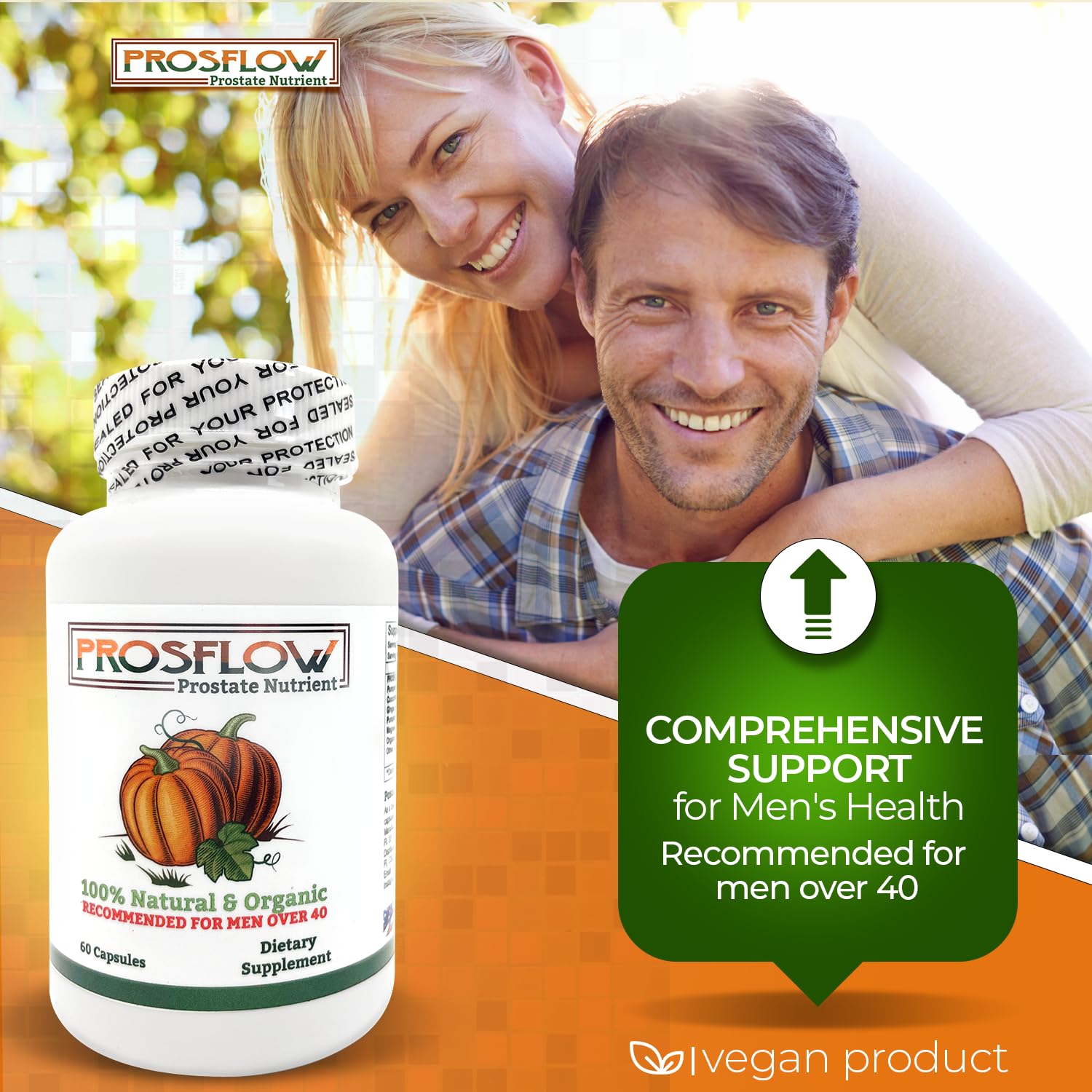 Prosflow Prostate Nutrient, empaque seguro y fabricación en EE. UU.