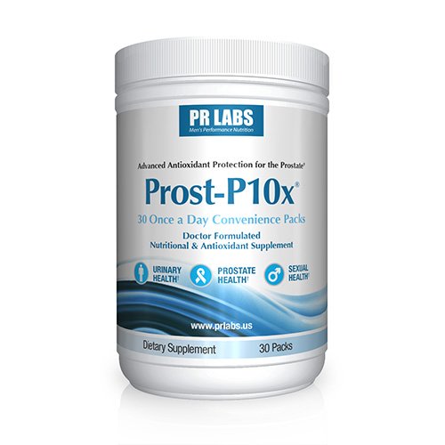Prost-P10x: botella para uso diario ofreciendo apoyo prostático potencial.