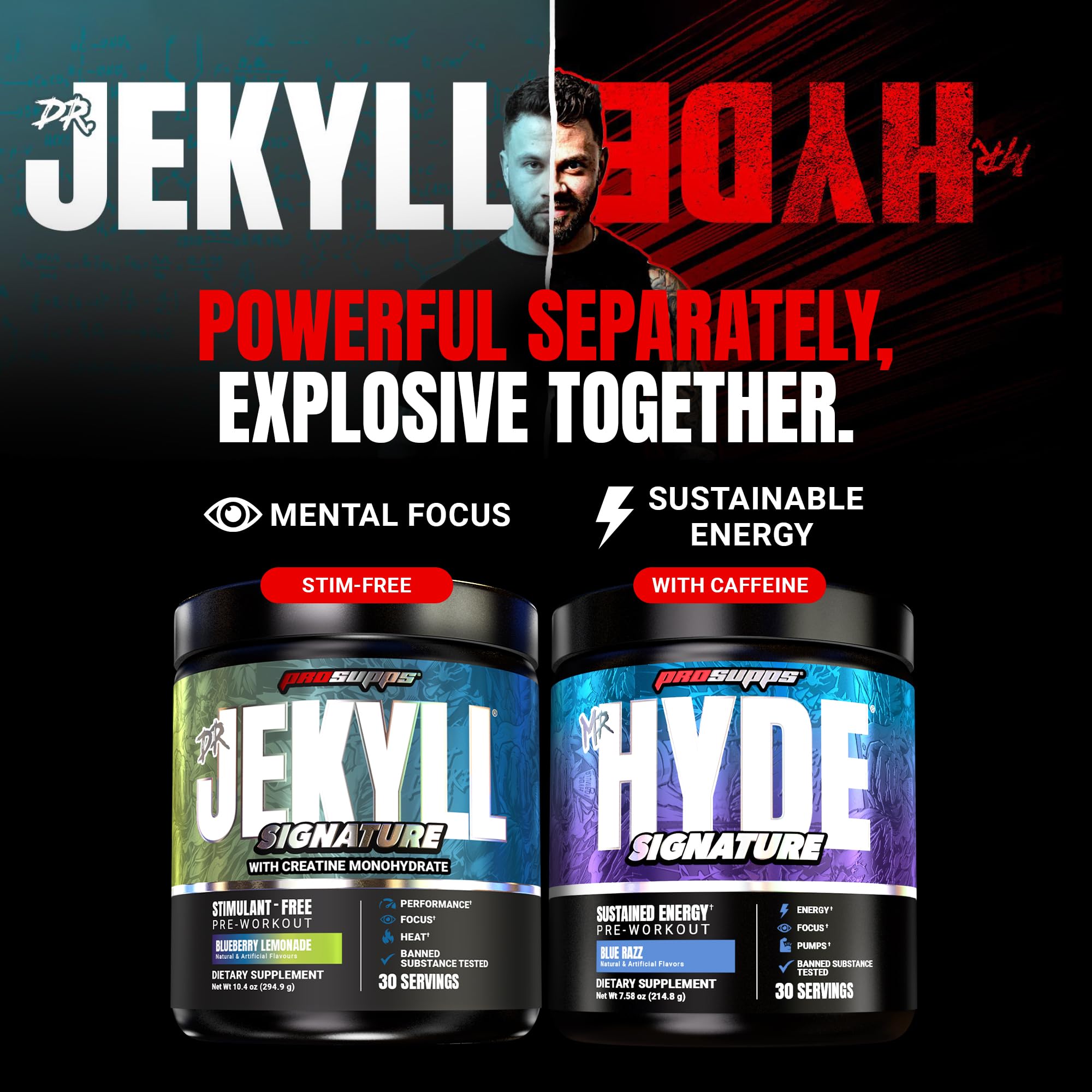 Vaso con Dr Jekyll Signature preparado para sesión de fuerza sin cafeína.