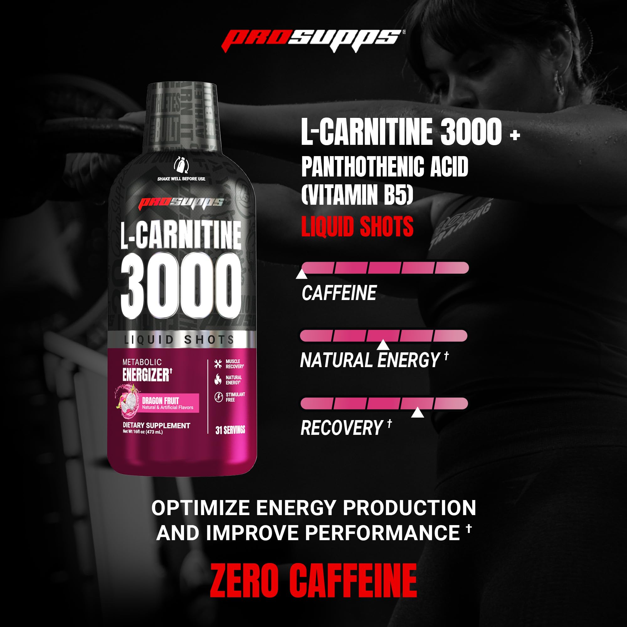 PROSUPPS L-Carnitina Líquida 3000, cucharada medidora, apoyo para usar grasas como energía.