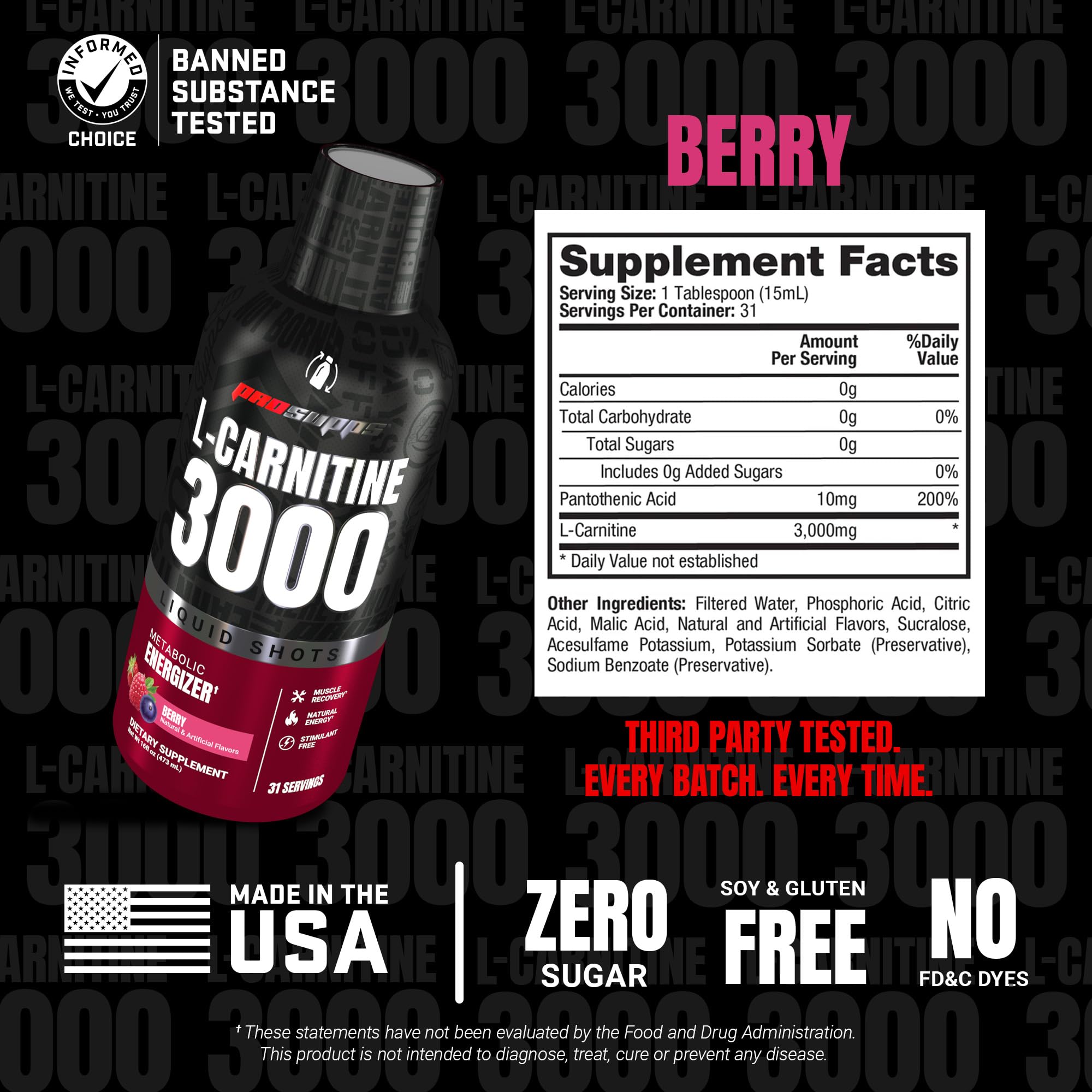 ProSupps L-Carnitine Liquid 3000 – frasco sin azúcar, energía para sesiones.