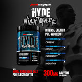 Polvo negro-azul de Mr. Hyde Nightmare para energía sostenida en entrenamientos
