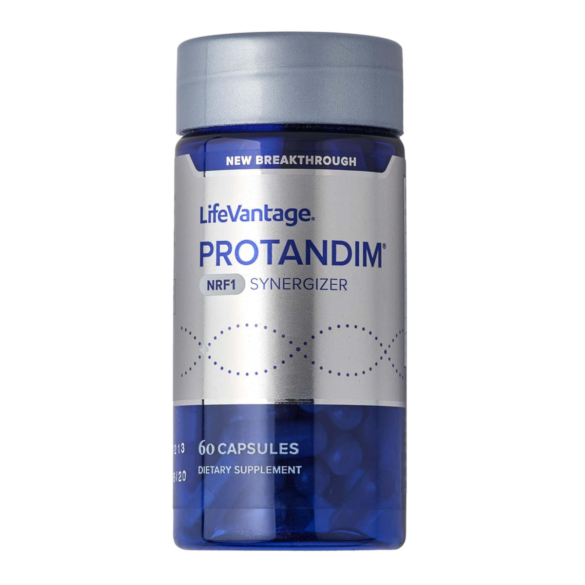LifeVantage Protandim NRF1 Synergizer: botella con cápsulas para energía sostenida.