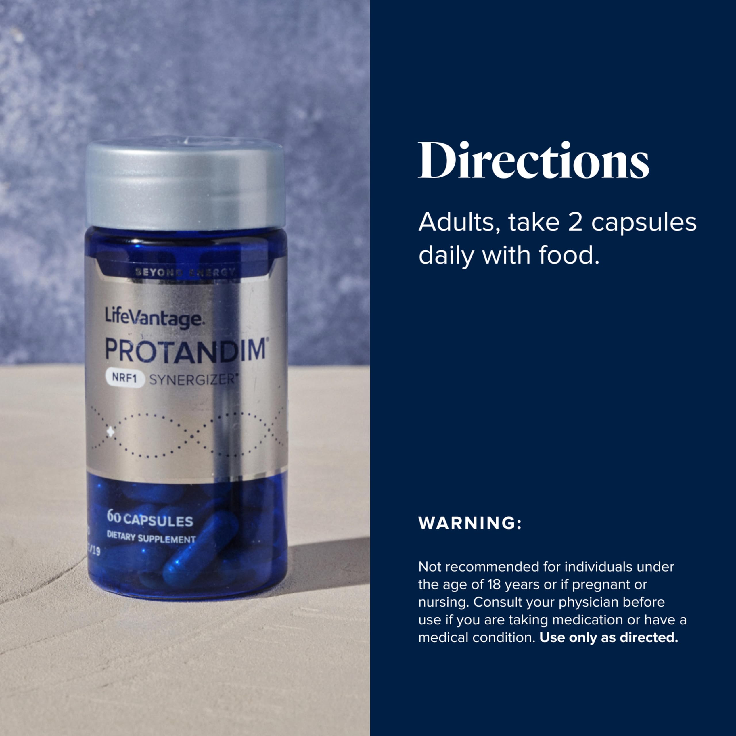 LifeVantage Protandim NRF1 Synergizer, toma diaria para apoyo celular potencial.