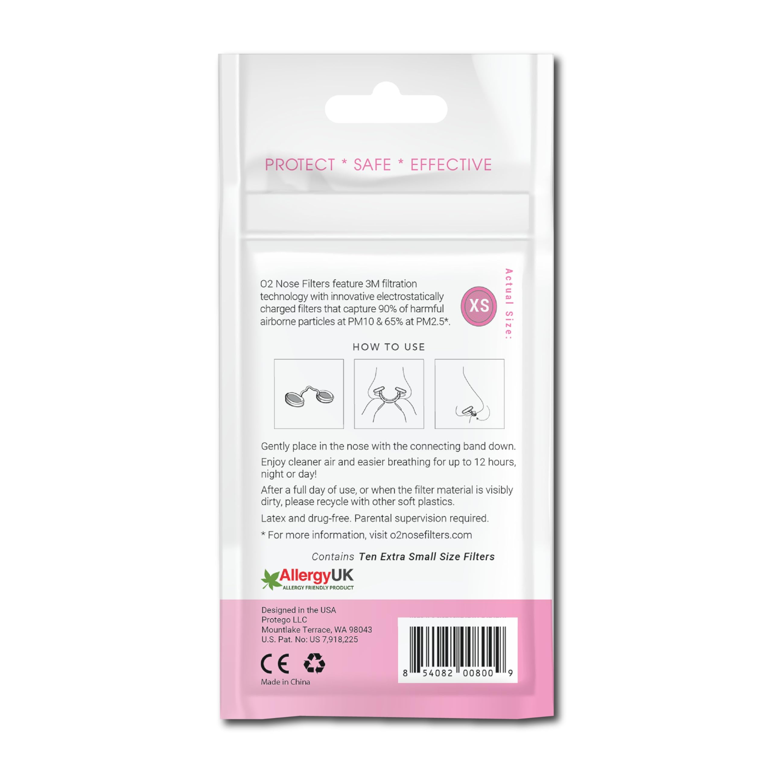 Protego O2: aprobado por Allergy UK para mayor confianza en el uso cotidiano.