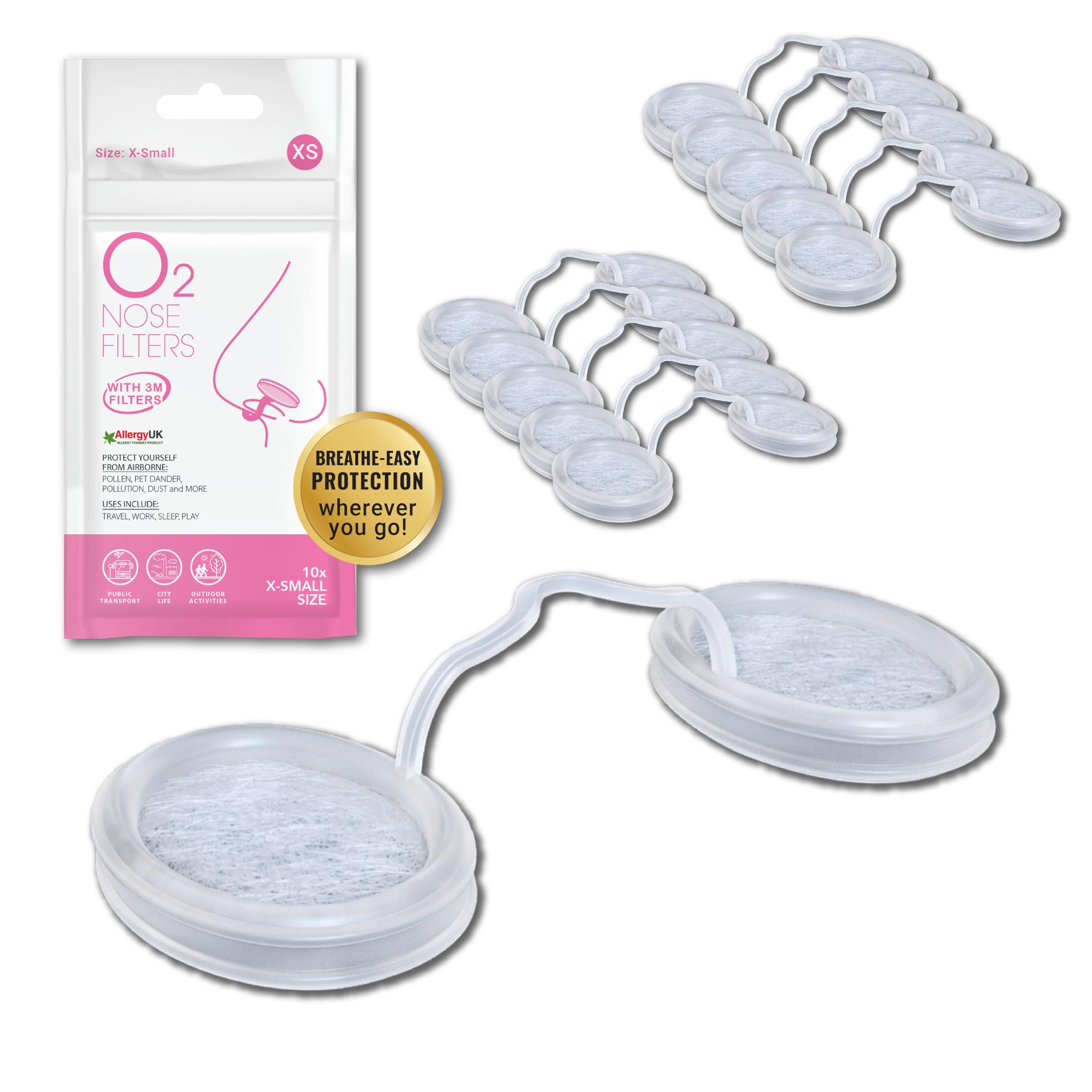 Protego O2: filtros nasales con filtración 3M para partículas finas, ideal para alergias.
