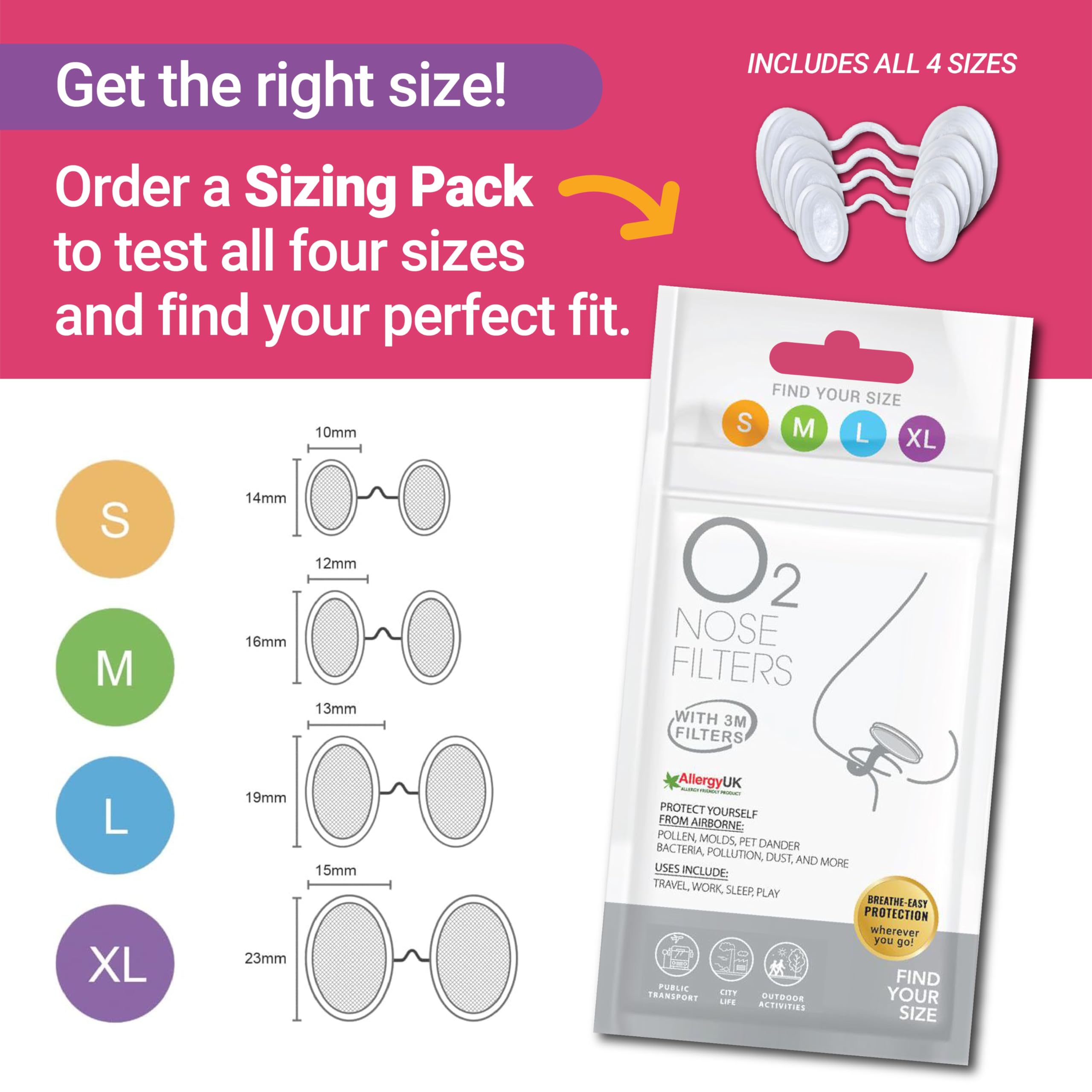 Protego O2: pack de prueba con 4 tallas para encontrar la mejor ajuste.