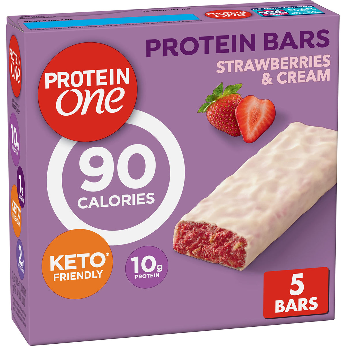 Protein One barrita fresa con crema en empaque individual, ideal merienda