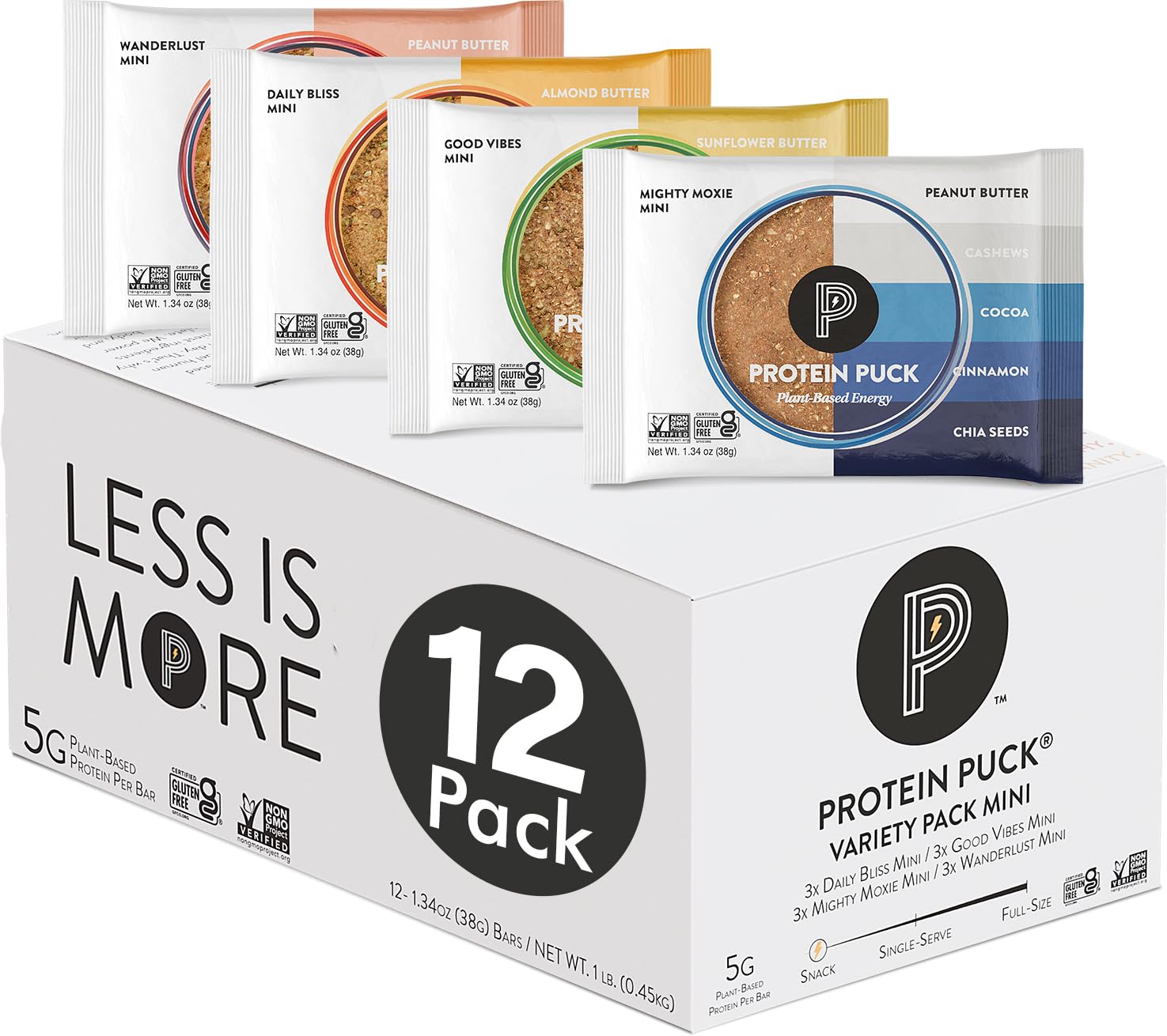Protein Puck barra vegana chocolate oscuro, snack proteico para energía sostenida.