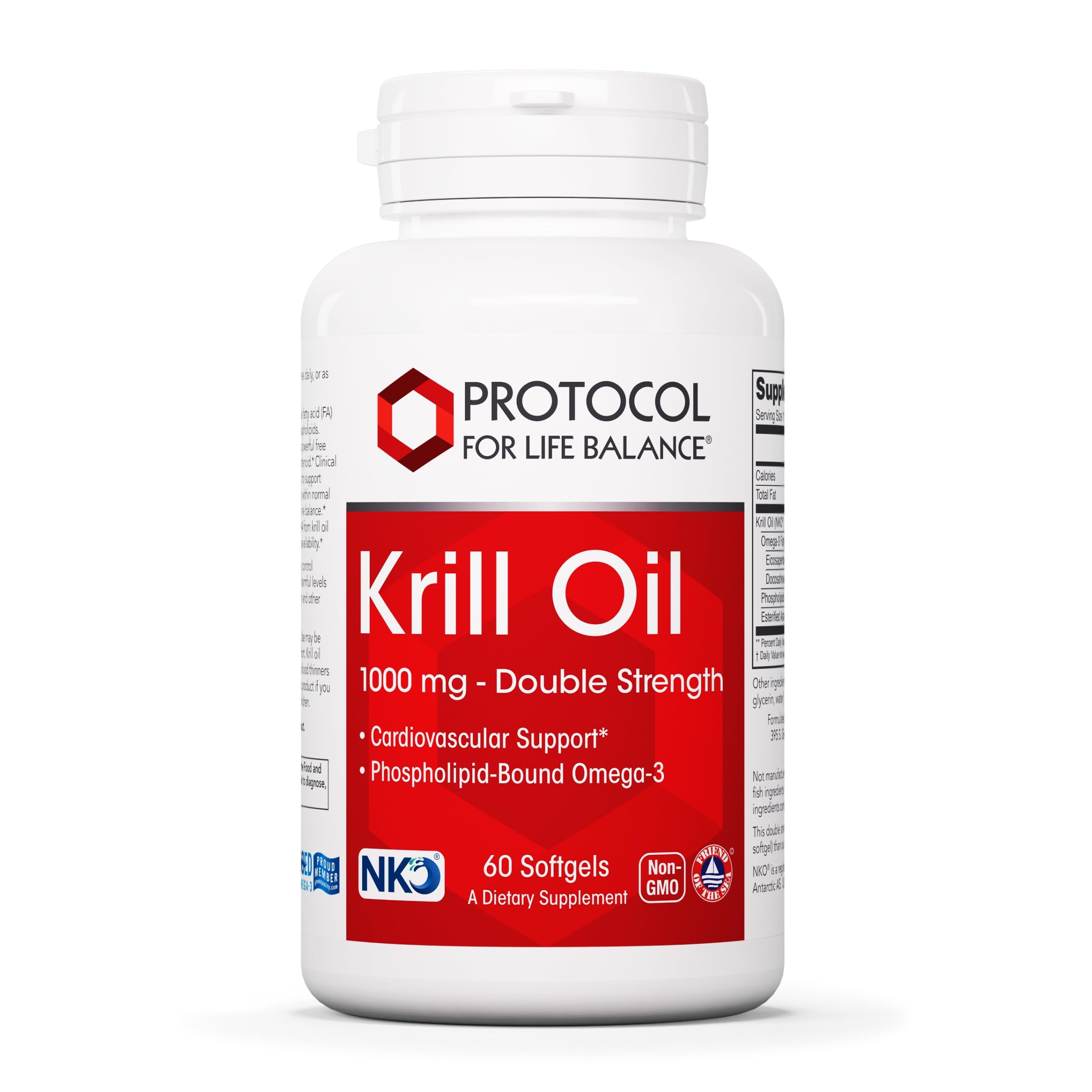 Protocol for Life Balance, botella de aceite de krill 1000 mg para apoyo cardíaco potencial