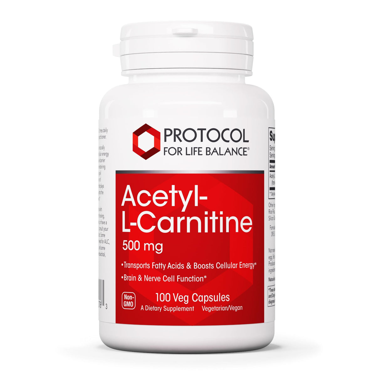 PROTOCOL FOR LIFE BALANCE Acetil-L-Carnitina 500mg en botella, posible apoyo a energía diaria.