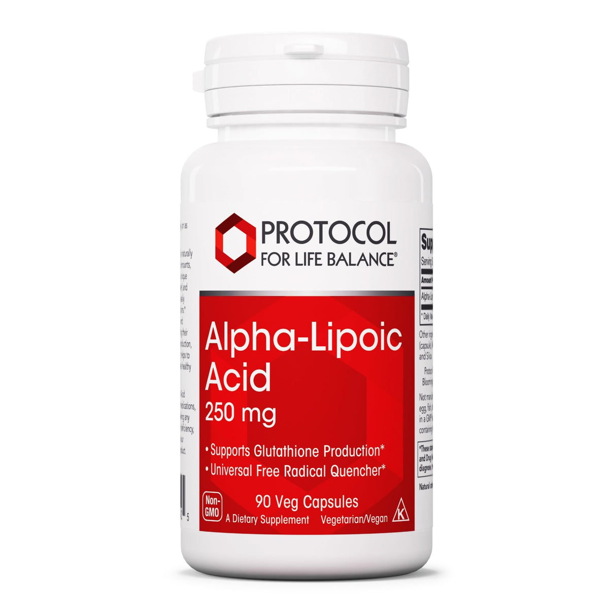 PROTOCOL FOR LIFE BALANCE botella alfa-lipoico 600 mg, uso diario y apoyo metabólico potencial.