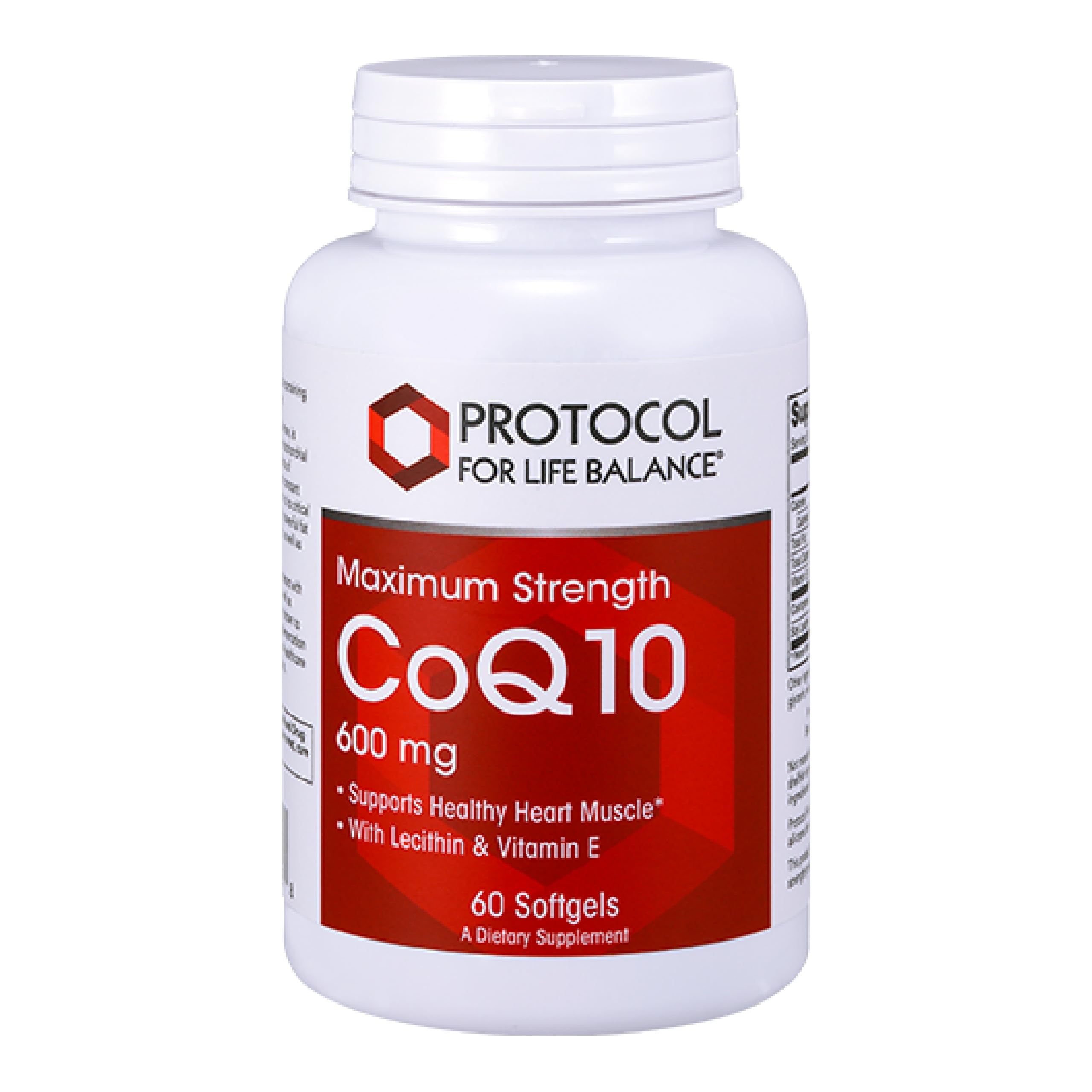 Etiqueta de PROTOCOL FOR LIFE BALANCE CoQ10 con información clara y garantía de calidad